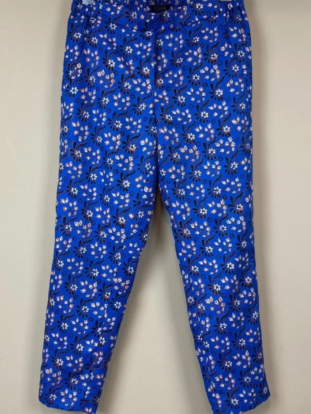 J. Crew Blue Floral elastic waist gorgeous pants